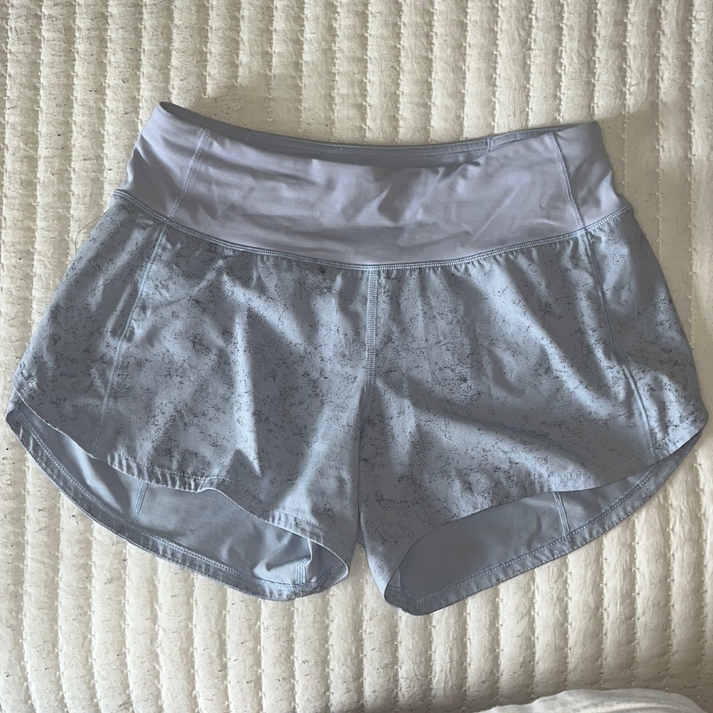 blue speckled lululemon shorts